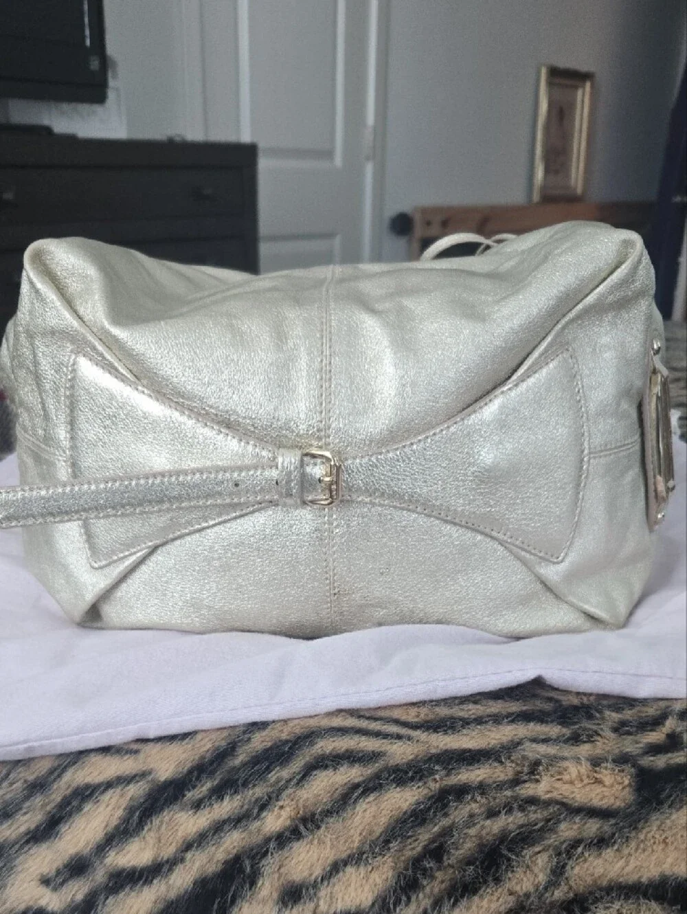 Authentic Jimmy Choo Metallic Gold Leather Hobo Bag